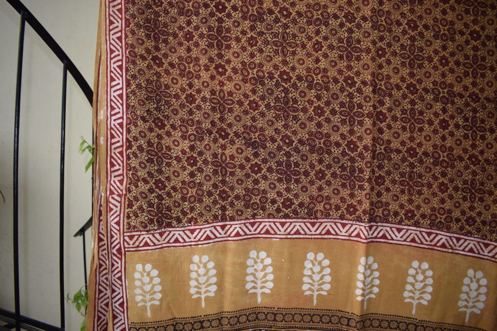 Tarapur Print pomegranate peel dyed modal saree – Ecofab